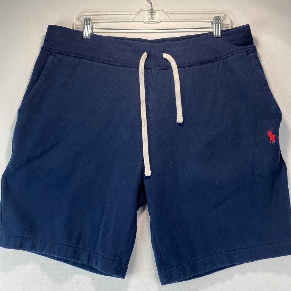 Polo Ralph Lauren Fleece Sweat Shorts Mens XL Navy Blue Red Pony Drawstring